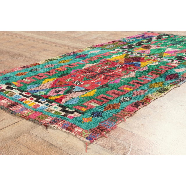 Green Vintage Azilal Moroccan Rug, 03'05 X 07'06 For Sale - Image 8 of 10