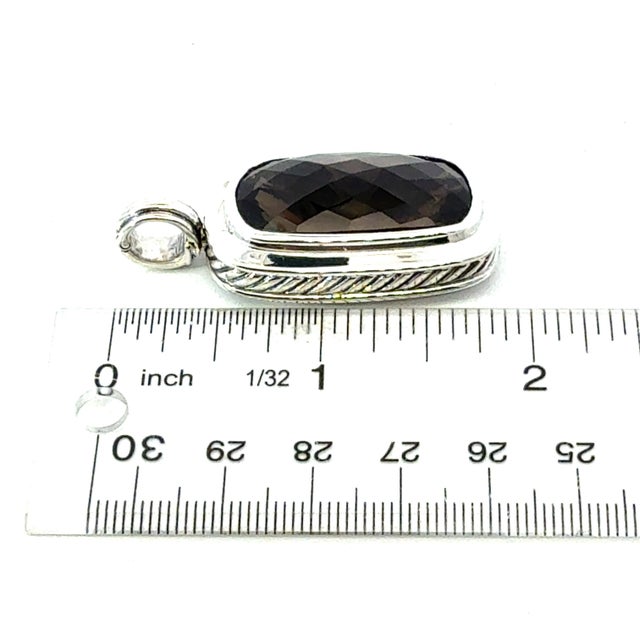 1990s 1990s David Yurman Large Smokey Topaz Albion Pendant Sterling Silver Estate For Sale - Image 5 of 8