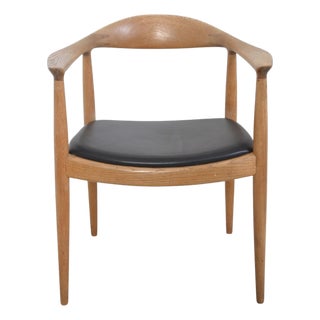 JH503 The Chair in Oak and Black Leather by Hans Wegner, 1960s For Sale