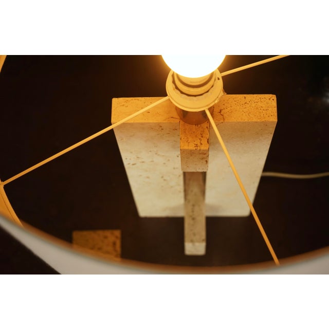 Beige Mid-Century Modern Table Lamp in Travertine, Italy, 1970s For Sale - Image 8 of 12
