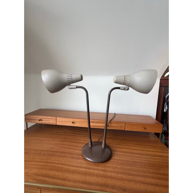 Gerald Thurston Lightolier Adjustable Double Cone Brass Desk Lamp Mid Century Modern 1950s For Sale - Image 10 of 12
