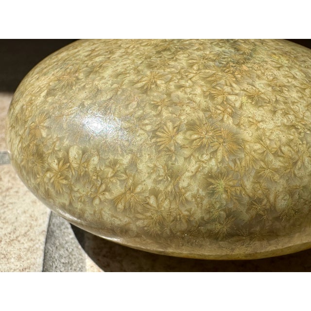 Flat-Shaped Studio Ceramic Art Vase in Stoneware with Zinc Crystal Glaze, 1960s For Sale - Image 6 of 18