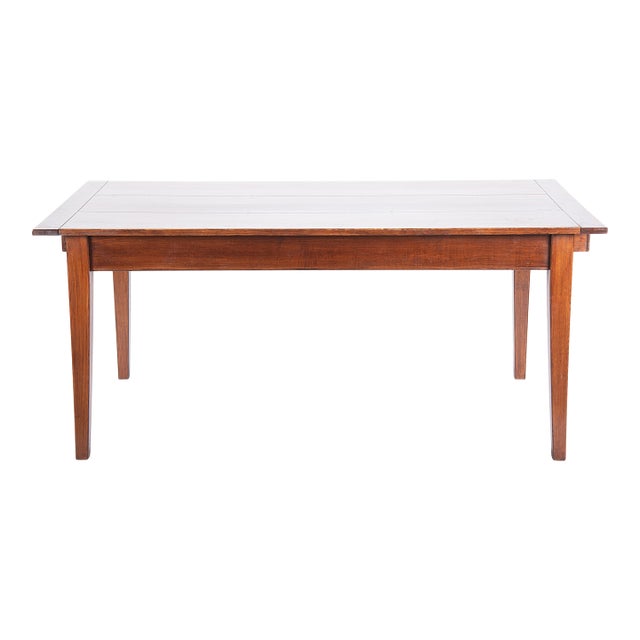 Solid Elm Wood Dining Table Extending to 9' -- Vintage Late 20th Century For Sale