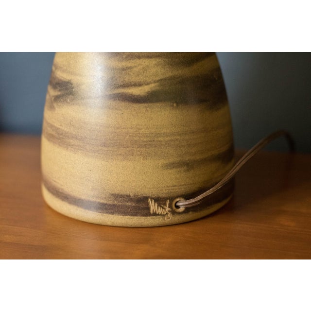 Vintage Pair of Stoneware and Walnut Accent Table Lamps by Jane and Gordon Martz For Sale - Image 11 of 12