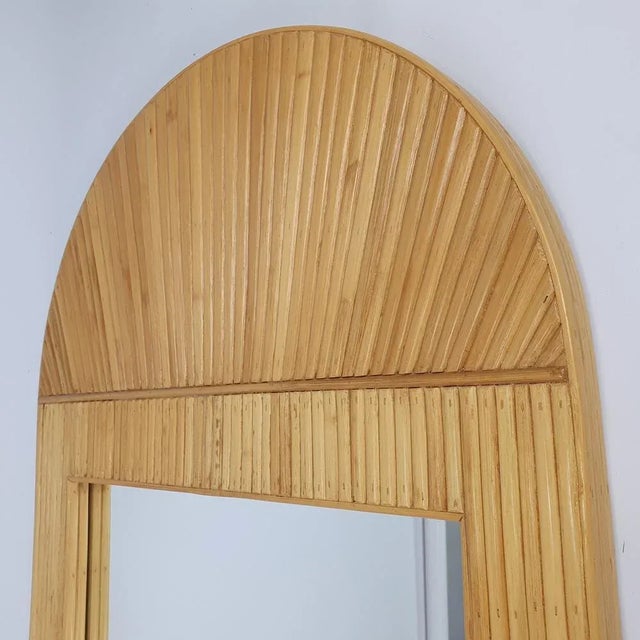 Mid-Century Modern Italian Rattan Arch Mirror, 1970s For Sale - Image 3 of 9