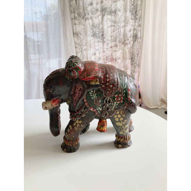 Painted Wood Elephant Figure, 1960s For Sale - Image 15 of 15