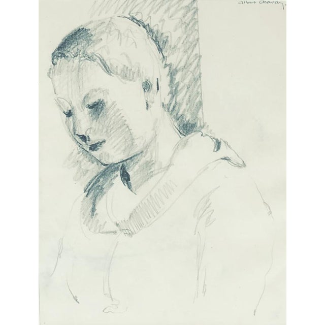 Albert Chavaz, Jeune fille, Pencil on Paper, Framed For Sale - Image 9 of 9