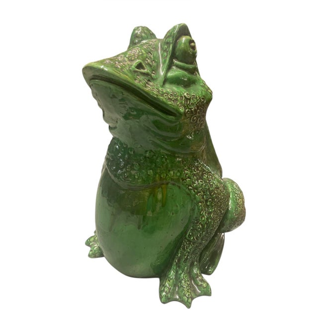 Large Mid-Century Modern Style Italian Ceramic Frog Garden Sculpture For Sale - Image 4 of 8
