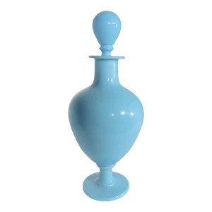 Large French Blue Opaline Stoppered Bottle