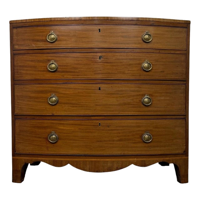 Early 19th Century Inlaid Mahogany Bow Front Chest For Sale