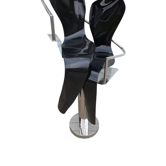 1990s Vintage Raymond Karpuska Sculpture Modernist Figural Post-Modern Seated Lovers For Sale - Image 5 of 18