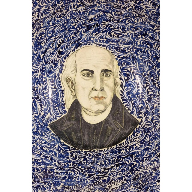 Ceramic Oversized Don Miguel Costilla Father Junipero Portrait Bowl With Stand For Sale - Image 7 of 7