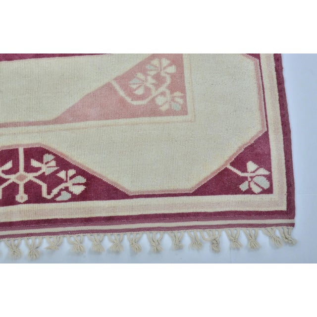1960s Handmade Beige & Burgundy Modern Design Wool Carpet For Sale - Image 9 of 11