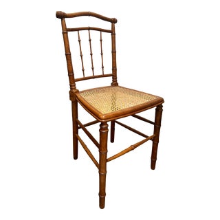 Early Twentieth Century Faux Bamboo Beechwood and Rattan Opera Chair For Sale