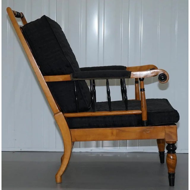 Antique Swedish Biedermeier Library Armchair in Ebonised Satin Birch For Sale - Image 13 of 18