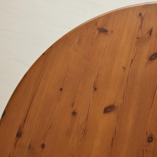 Attributed to Rainer Daumiller Scandinavian Round Pine Dining Table, 1960's. For Sale - Image 4 of 7