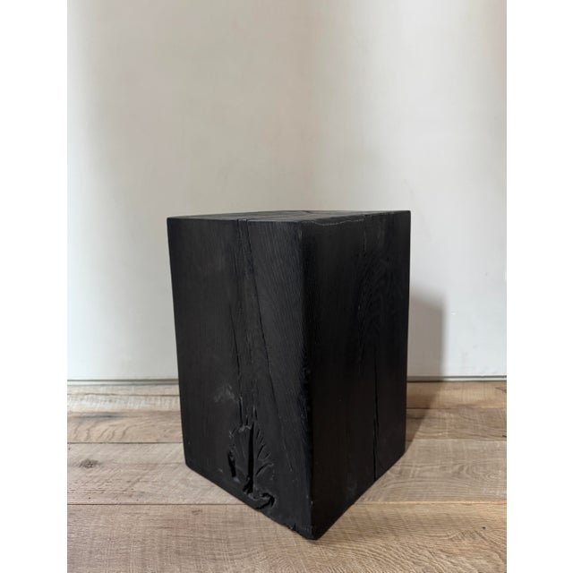 Contemporary Burnt Oak Stool, a Pair For Sale - Image 3 of 7