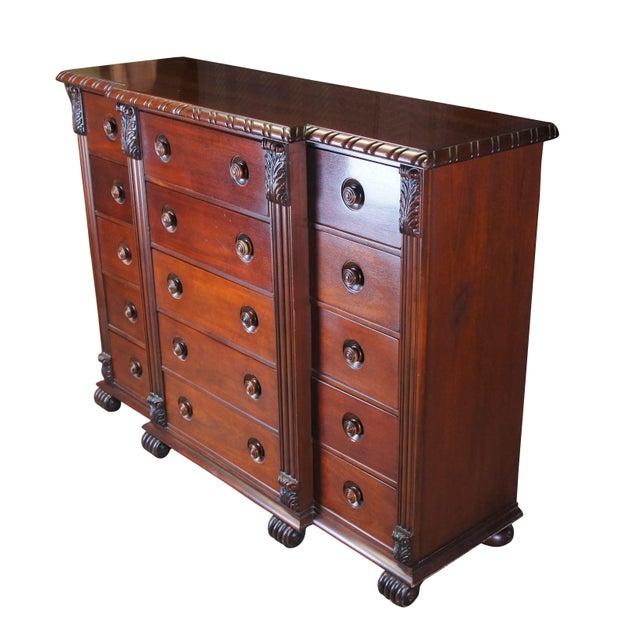 Late 20th Century Georgian style Chest of Drawer by Henredon for Ralph Lauren. Features a Breakfront form made from...