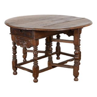 18th Century Portuguese Chestnut Drop Leaf Dining Console Table For Sale