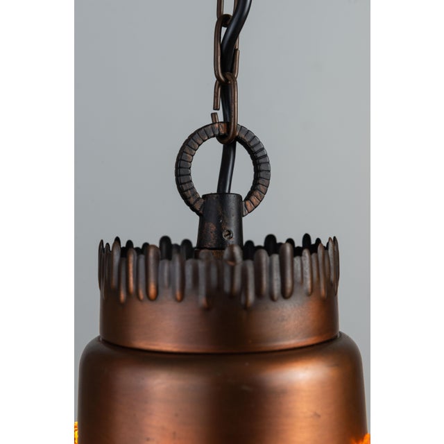 Pendants in Brass and Amber Glass by Josef Brumberg for JBS Leuchten, 1970s, Set of 2 For Sale - Image 10 of 12