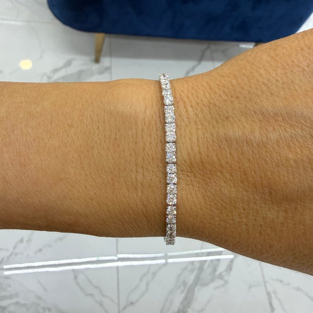 Ladies 14k White Gold Gsi 5.00ct Round Lab Grown Diamond Tennis Bracelet For Sale - Image 9 of 9