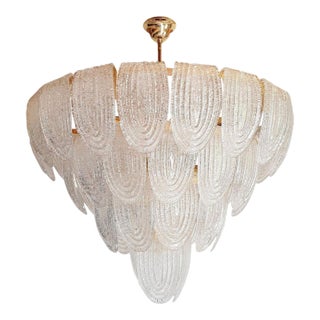Large Mid Century Modern Murano Glass Chandelier Italy For Sale