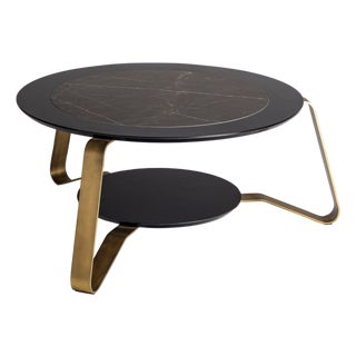 Italian Rigel Coffee Table in Marble, Lacquered Wood and Steel For Sale