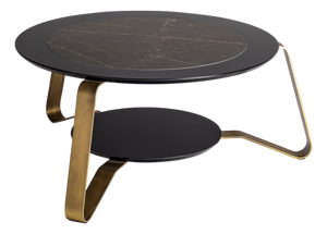 Italian Rigel Coffee Table in Marble, Lacquered Wood and Steel