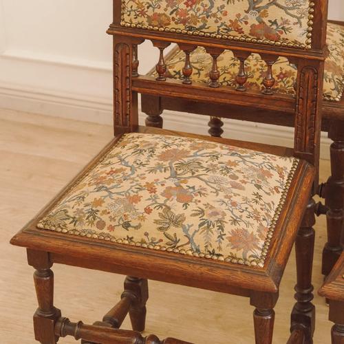 Gründerzeit Historicism Style Chairs in Oak with Tapestry Upholstery, 1890, Set of 6 For Sale - Image 3 of 18