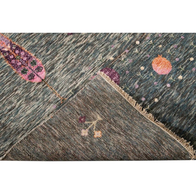 Contemporary 21st Century Modern Indian Gabbeh Style Rug For Sale - Image 3 of 13