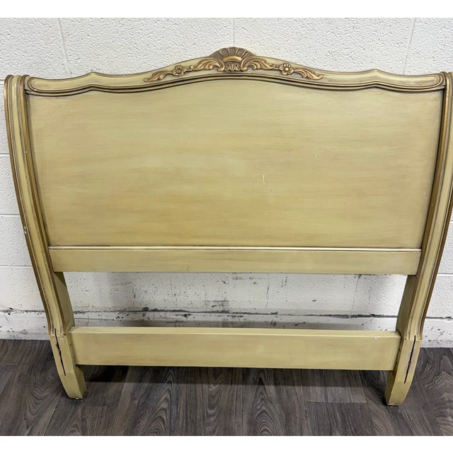 Vintage Twin Size French Provincial Louis XV Style French Bisque Cream Bed For Sale - Image 15 of 15