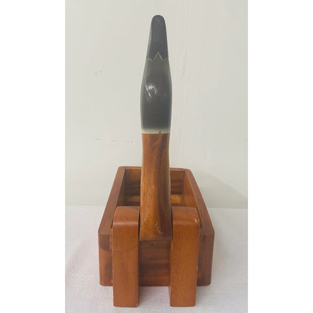 Brown 1980s Vintage Hand Carved Wooden Nut Cracker Bird Box For Sale - Image 8 of 13
