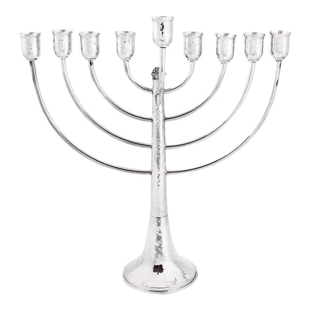 Sterling Hammered Menorah For Sale