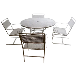 5 Pc. Neoclassic Hollywood Regency Patio Dining Set of Cast Aluminum and Steel