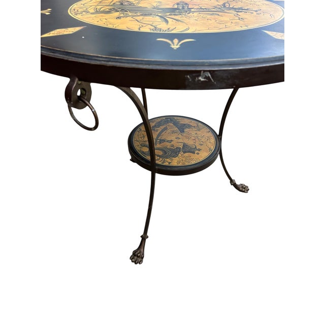 Blue Sarreid Round Chinoiserie Gueridon Side Table For Sale - Image 8 of 9