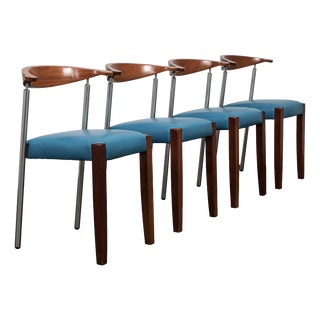 Vintage Leather Dining Chairs, Italy, 1990s, Set of 4 For Sale