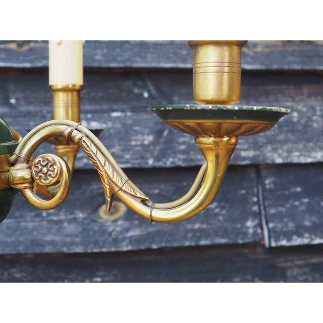 Empire Style Bronze Chandelier with Green Lacquered Bowl, 1950s For Sale - Image 12 of 18