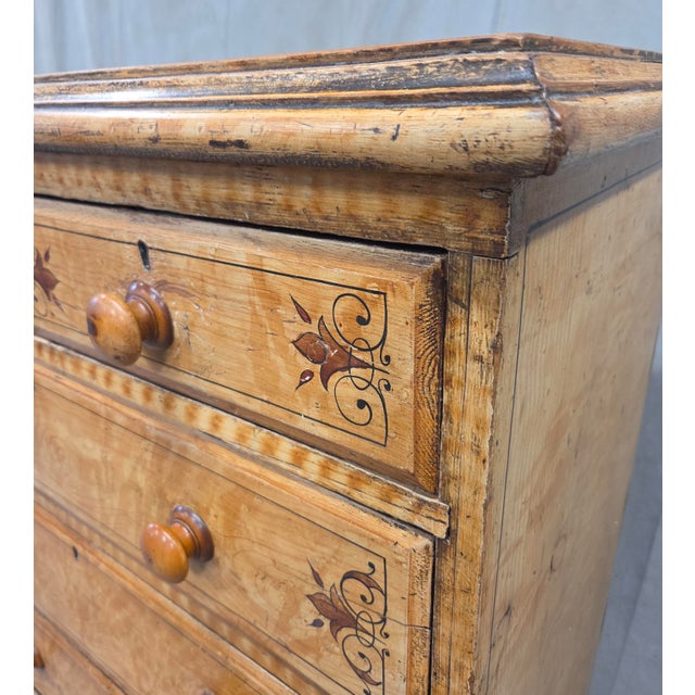 Antique Late 19th Century English Pine Faux Bois Maple Chest of Drawers For Sale - Image 4 of 14