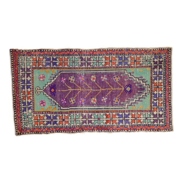 Vintage Distressed Oushak Rug Runner - 2'8" x 4'11" For Sale