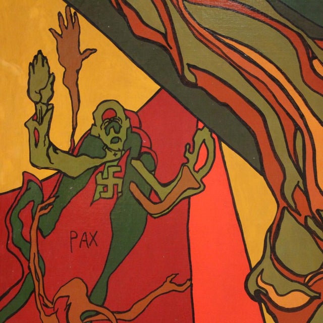 1980s Italian Artist, Surrealist Crucifixion, 1980, Mixed Media on Canvas For Sale - Image 5 of 16