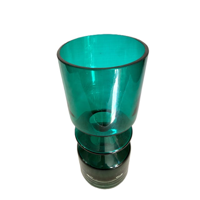 Tamara Aladin Hoop Teal Glass Vase / Finland Art Glass, MCM Riihimäki #1472 For Sale In Cleveland - Image 6 of 10