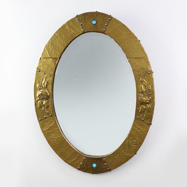Arts & Crafts Copper Oval Mirror, 1890s For Sale - Image 11 of 11