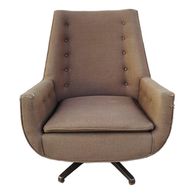 Vintage Castro Convertibles MCM Swivel High Back Lounge Chair For Sale
