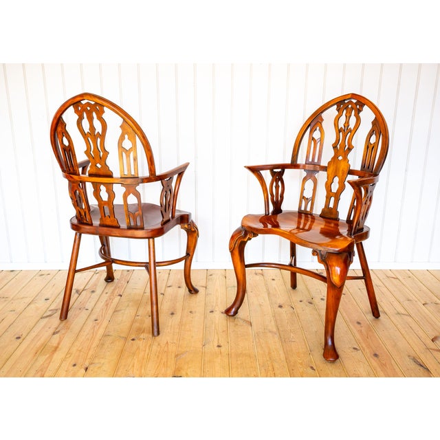 A gorgeous and extremely rare pair of gothic style windsor armchairs in lovely condition. Widely considered the pinnacle...