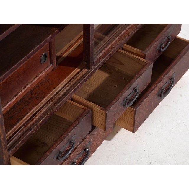 Antique Japanese Wood and Glass Display Cabinet For Sale - Image 11 of 14