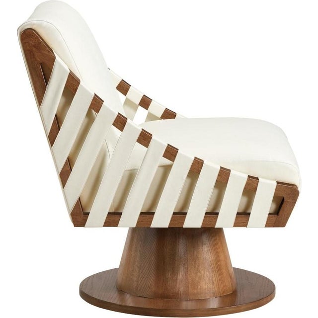 White Millwin Vegan Leather Swivel Lounge For Sale - Image 8 of 10