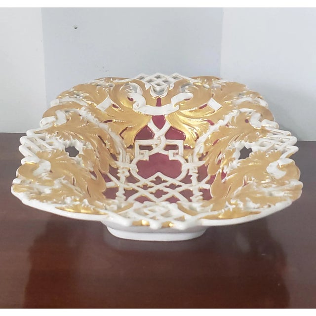 18th Century Large Meissen Gilt and Rose Du Berry Braided Porcelain Bowl For Sale In Washington DC - Image 6 of 12