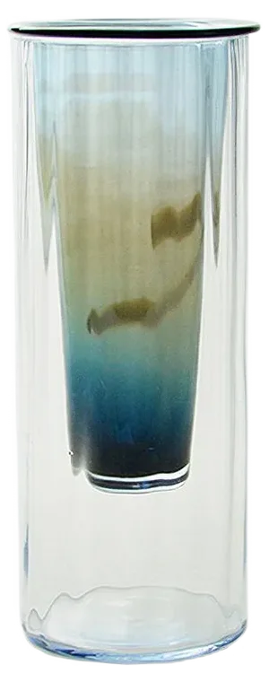 Vase in Ocean Blue, Moire Collection, Hand-Blown Glass by Atelier George