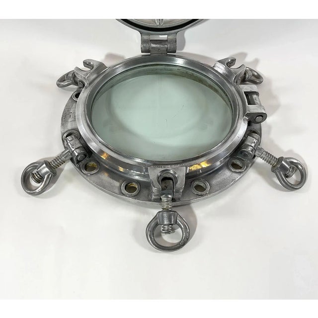 Original Aluminum Ships Porthole with Solid Door For Sale - Image 4 of 9