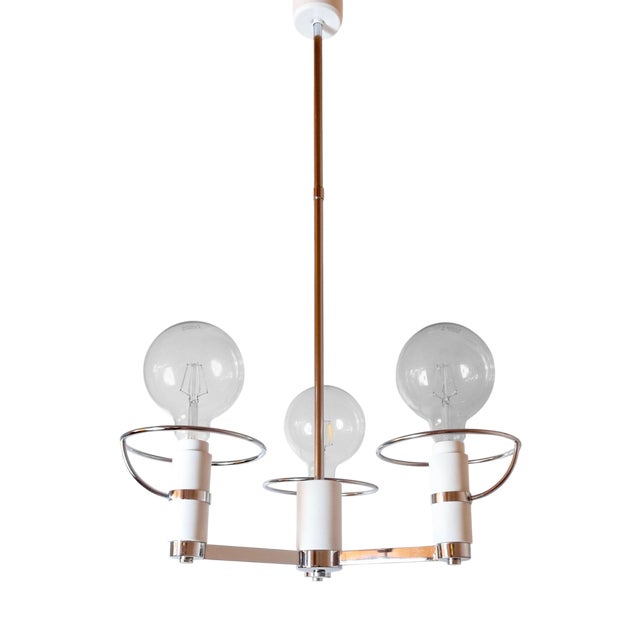 Space Age Chromed Chandelier, Italy, 1970s For Sale
